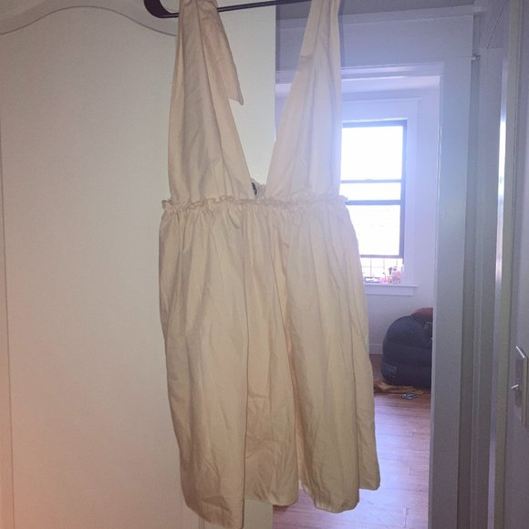 A casual tan short dress with strips that ties - Picture 1 of 1